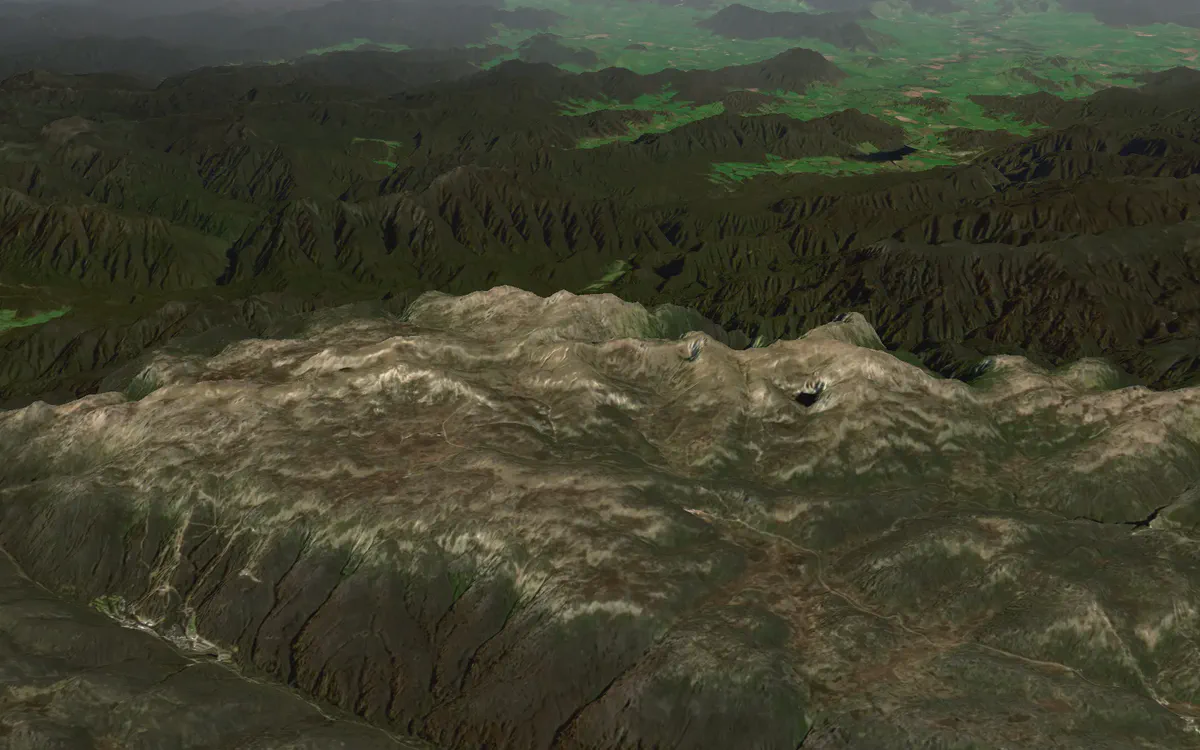 The Main Range near Kosciuszko in 3D over the S2 true colour basemap