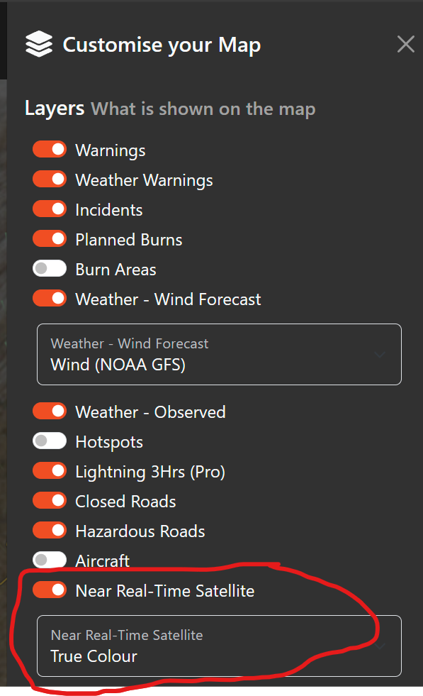 Select satellite layer