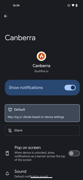 select notification name