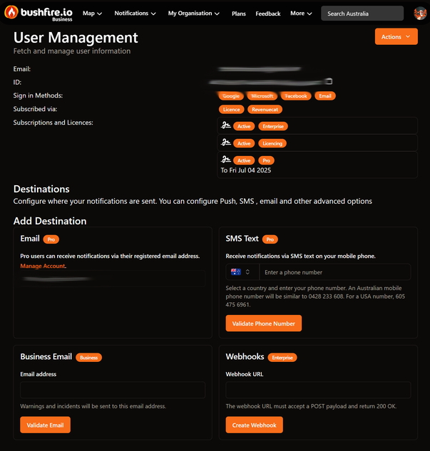 Licence Management Screenshot